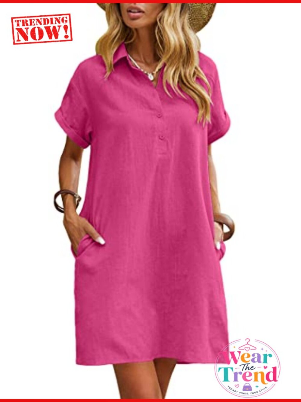 Zeagoo Womens Cotton Shirt Dress Short Sleeve Button Down Beach Cover Up with
